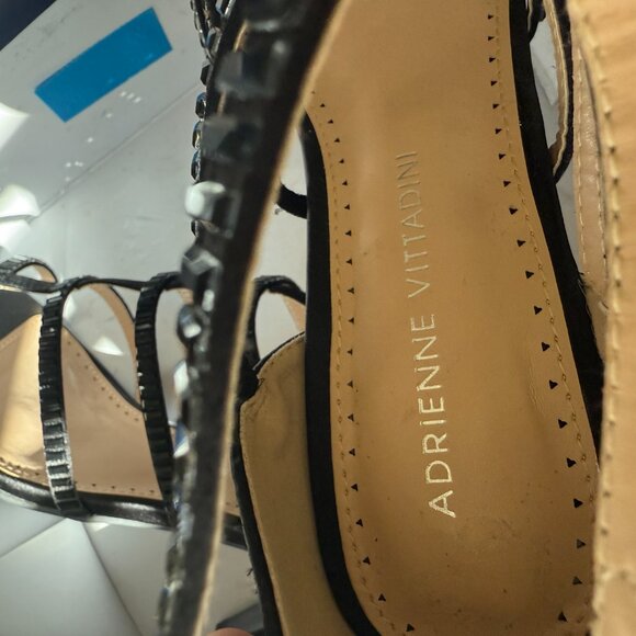 Adrienne Vittadini Goldie Black Satin Heels Size 7.5 M - Picture 3 of 6